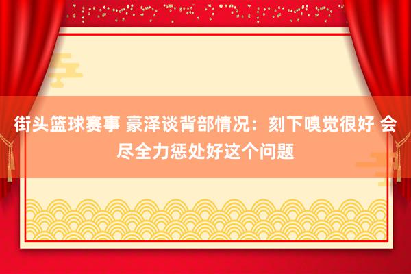 街头篮球赛事 豪泽谈背部情况：刻下嗅觉很好 会尽全力惩处好这个问题